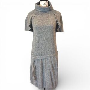 LOVE MOSCHINO Wool cashmere blend gray cowl neck knit dress size 6